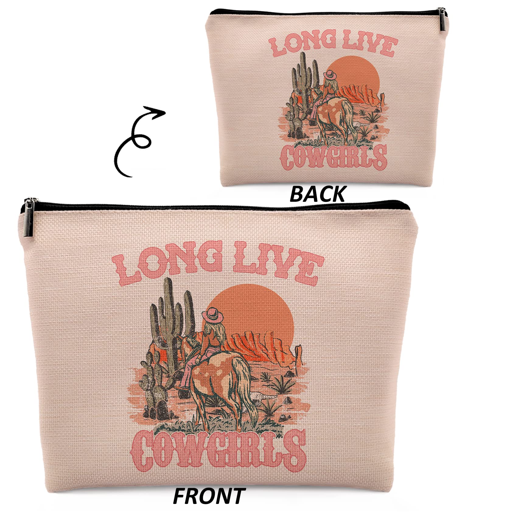 Dwept Pink Cowgirl Cosmetic Bag, Western Supplies for Women Makeup Bag for Purse, Western Makeup Bag, Long Live Cowgirls Preppy Gifts Cowgirl Gifts Pouch Bags, Western Bags for Women