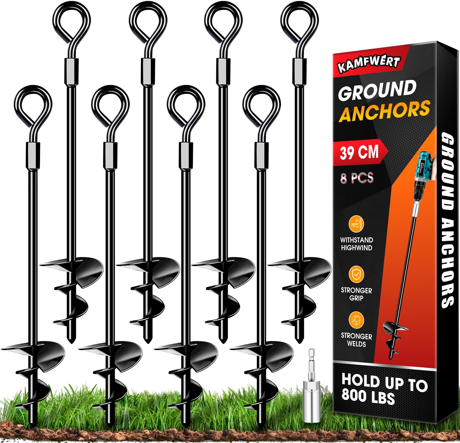 Heavy Duty Trampolin Bodenanker Set von 4, Metall Trampolin Anchor Kit für Zelte, Schaukeln, Vordächer, starken Wind