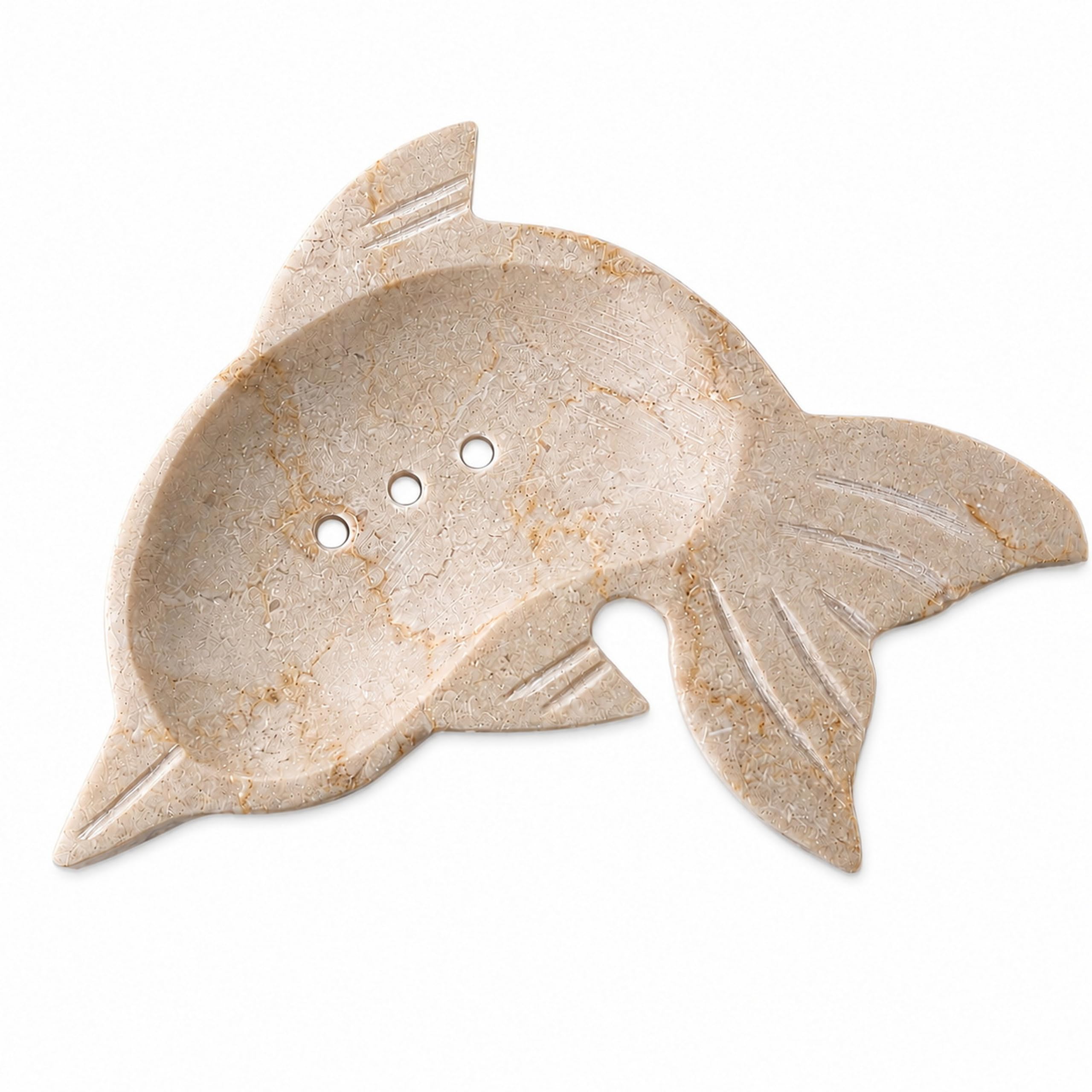 Handgefertigte Delfin-Marmor-Seifenschale mit Ablauflöchern 