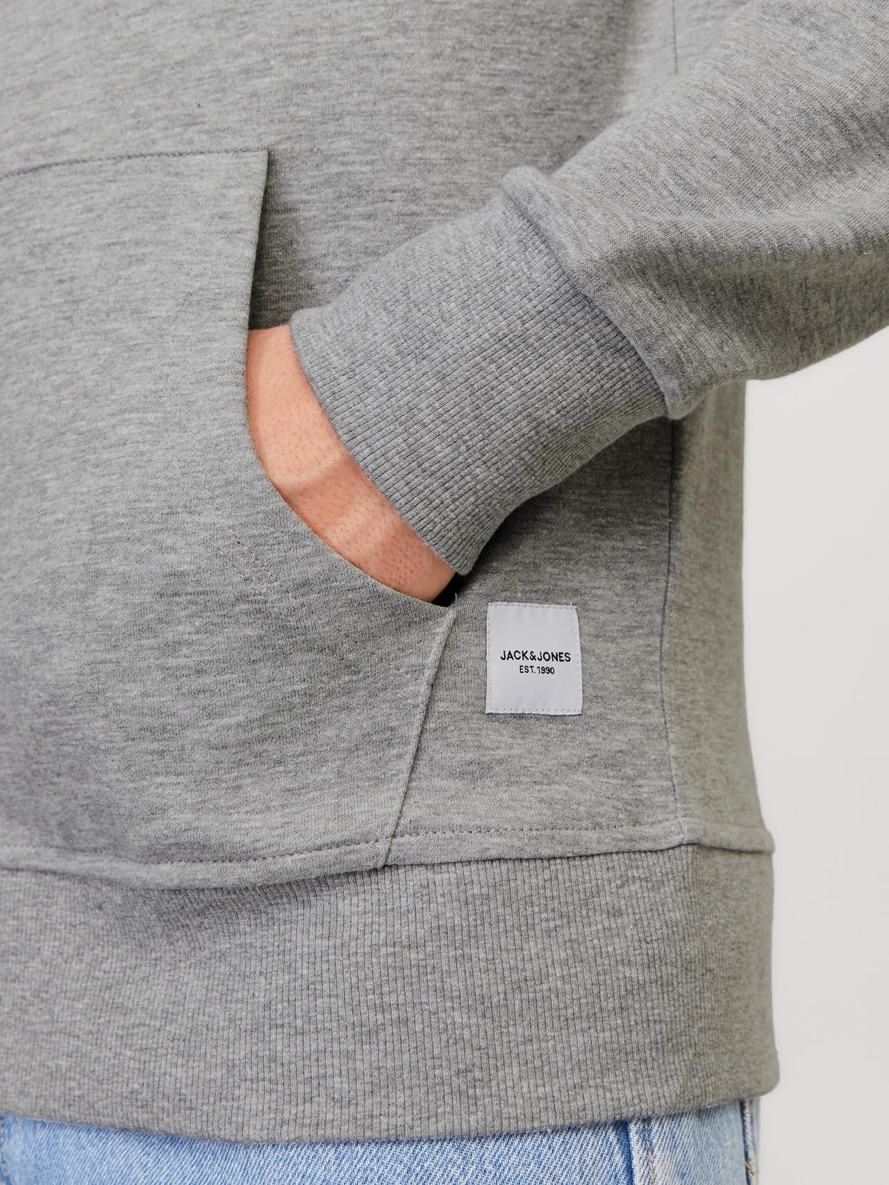 Jack & Jones Felpa da Uomo, con Cappuccio e Cerniera, in Stile Basic, Grigio Melange, XS