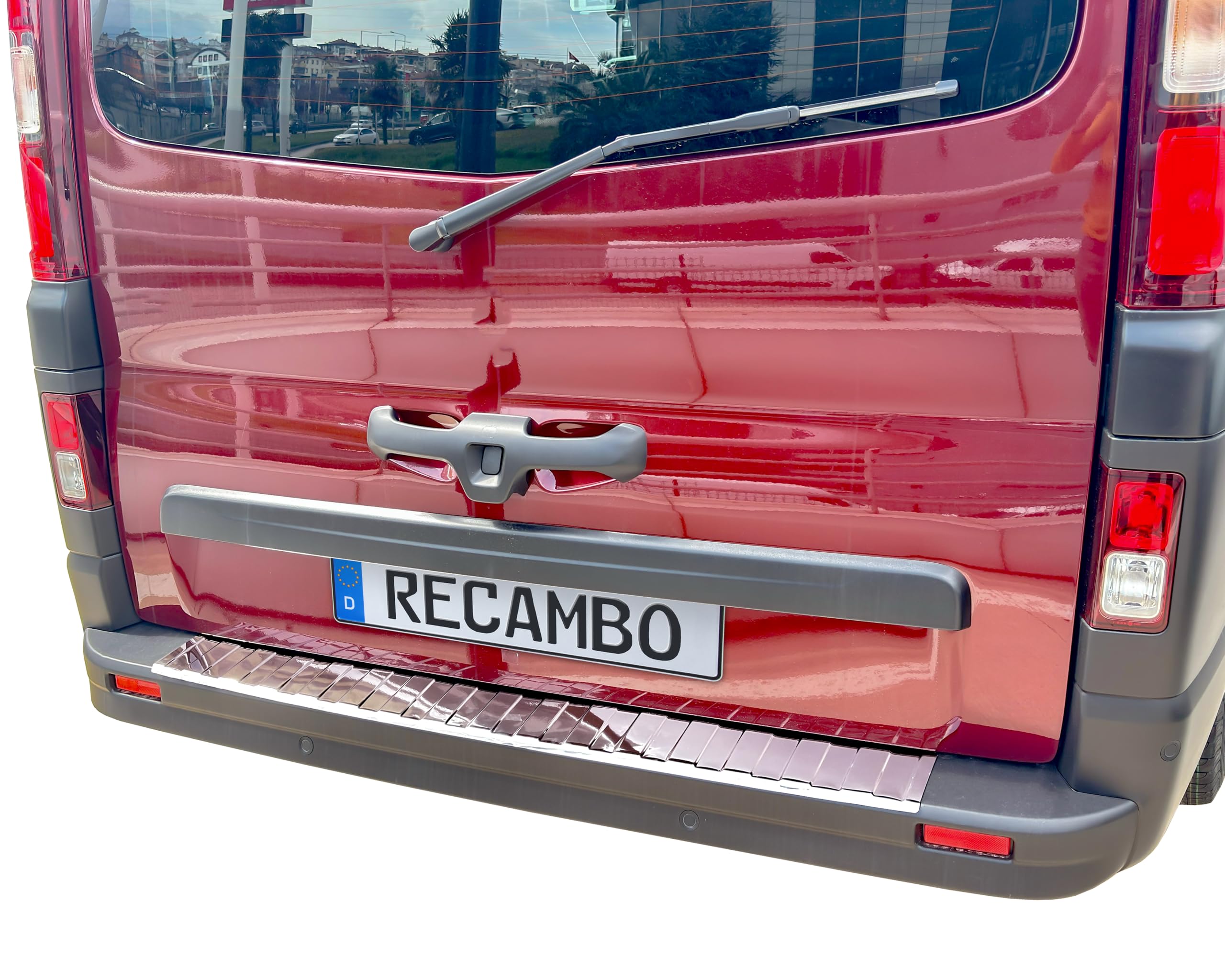 Recambo | Protector de Parachoques Trasero | Compatible con Renault Trafic III | a Partir de 2014 | Acero Inoxidable Cromado | Protección Borde de Carga