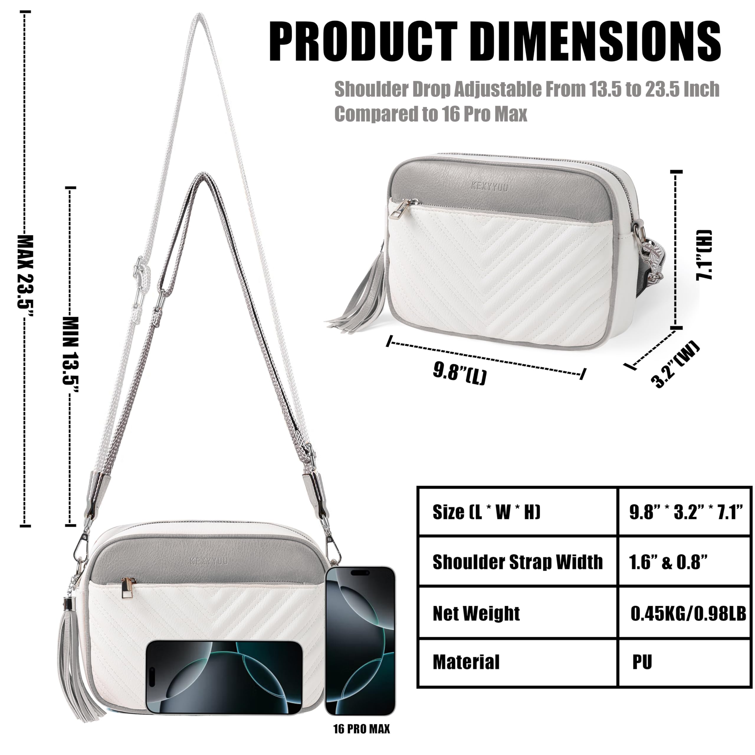 Bolsos cruzados para mujer, de piel suave, bolsos pequeños de hombro con dos correas ajustables