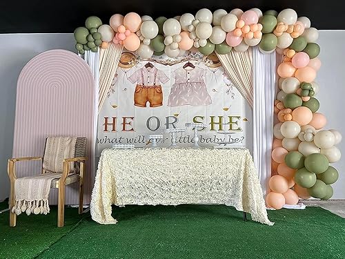 Miniatura 6 de Telón de fondo para fiesta de revelación de género con texto en inglés What Will Our Little Baby Be Photografía de 5 x 3 pies, pancarta para