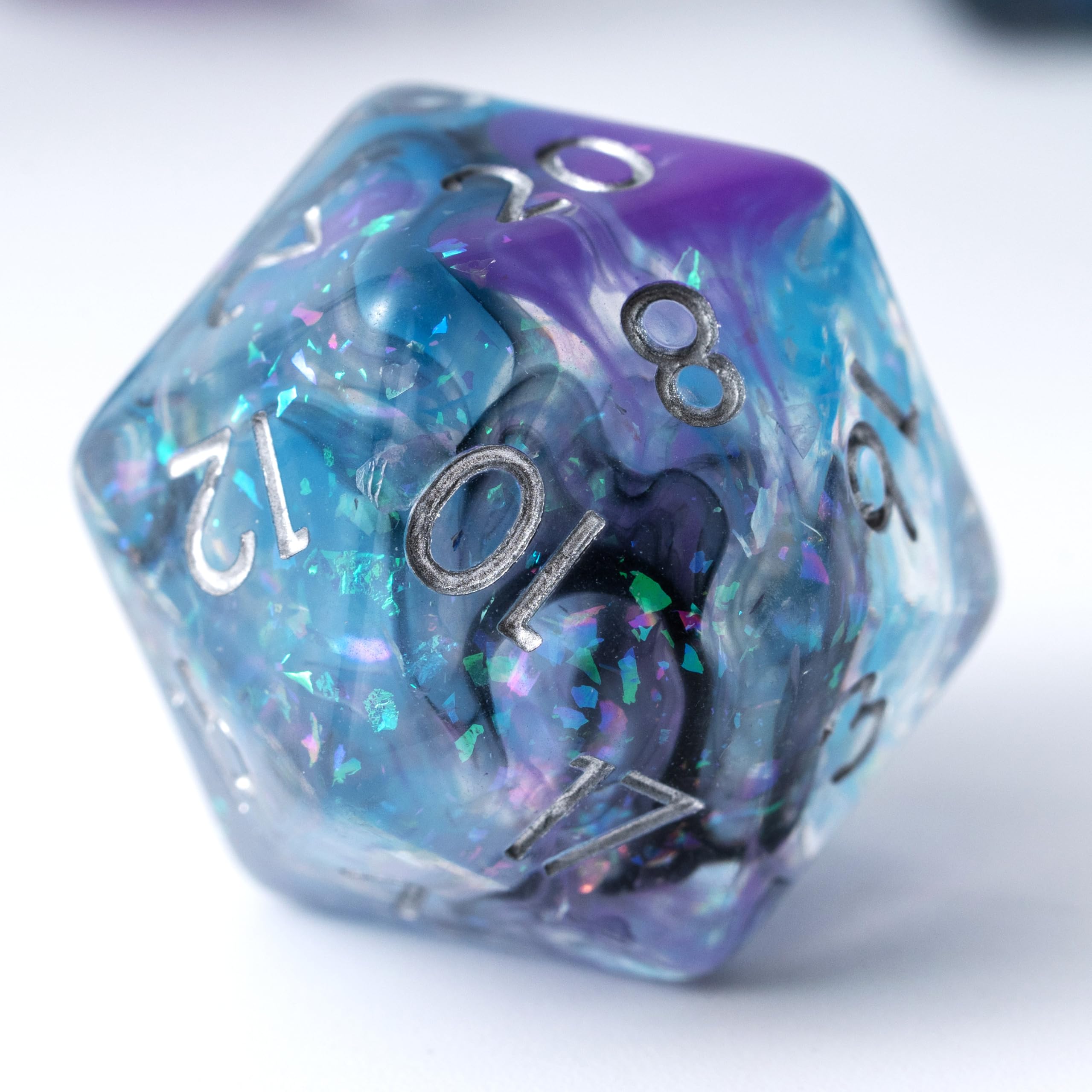Set De 7 Dés Polyédriques DND – Paillettes Bleues, Pour Donjons & Dragons Et RPG