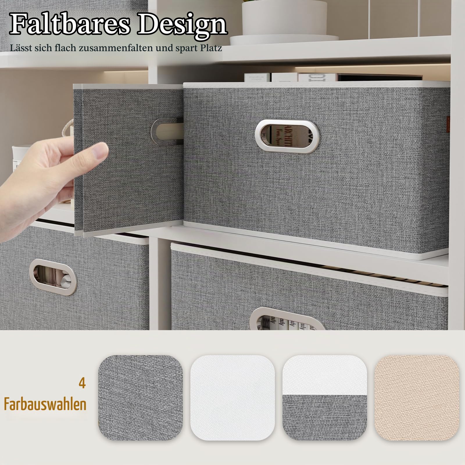Yawinhe Aufbewahrungsboxen,3 Stück Faltbare Stoffboxen,43x30x26cm,Grau
