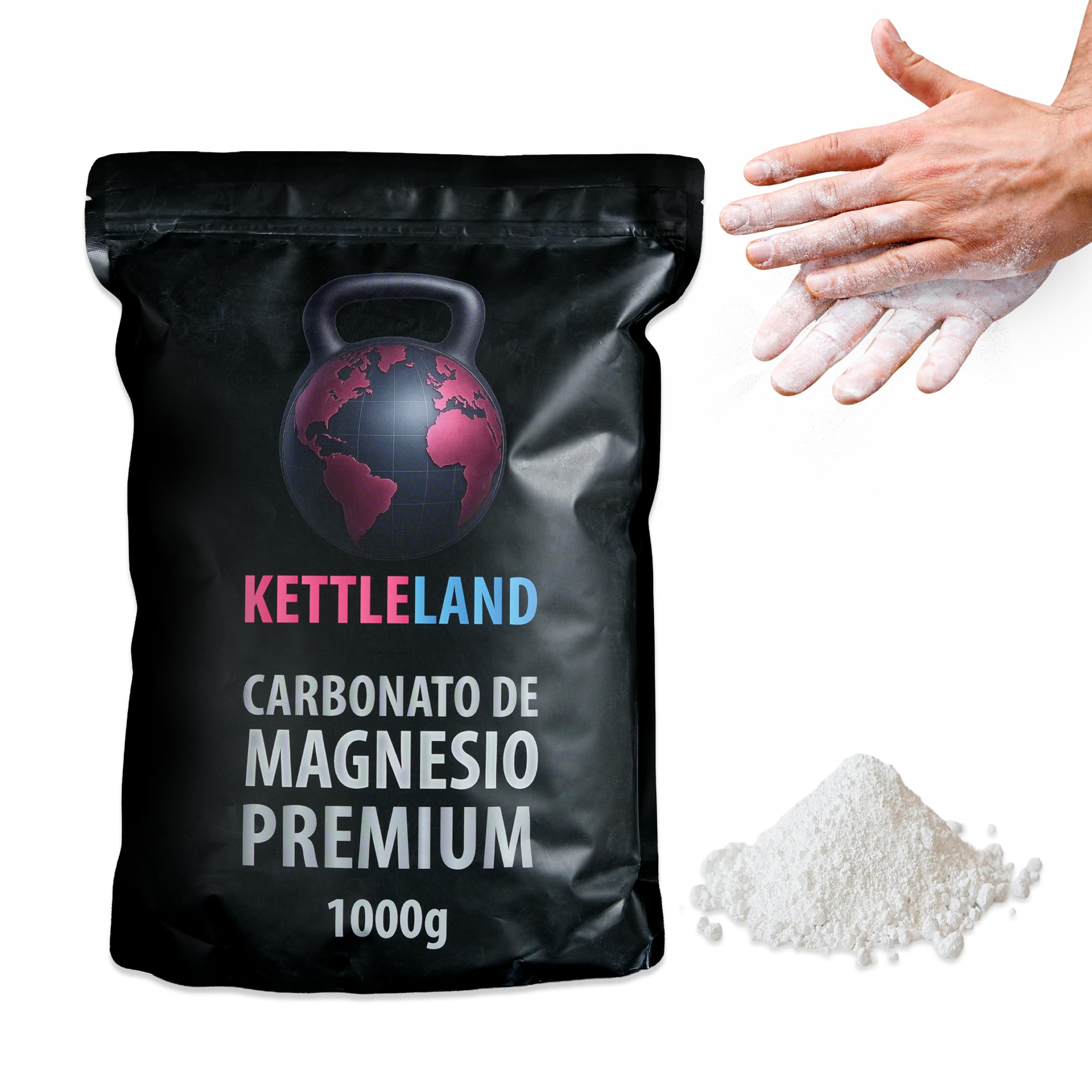 Magnesio en Polvo 1 kg para Gimnasio, Crossfit, Escalada y Kettlebell – Chalk Profesional de Agarre Máximo, Absorbe el Sudor, Calidad Competición