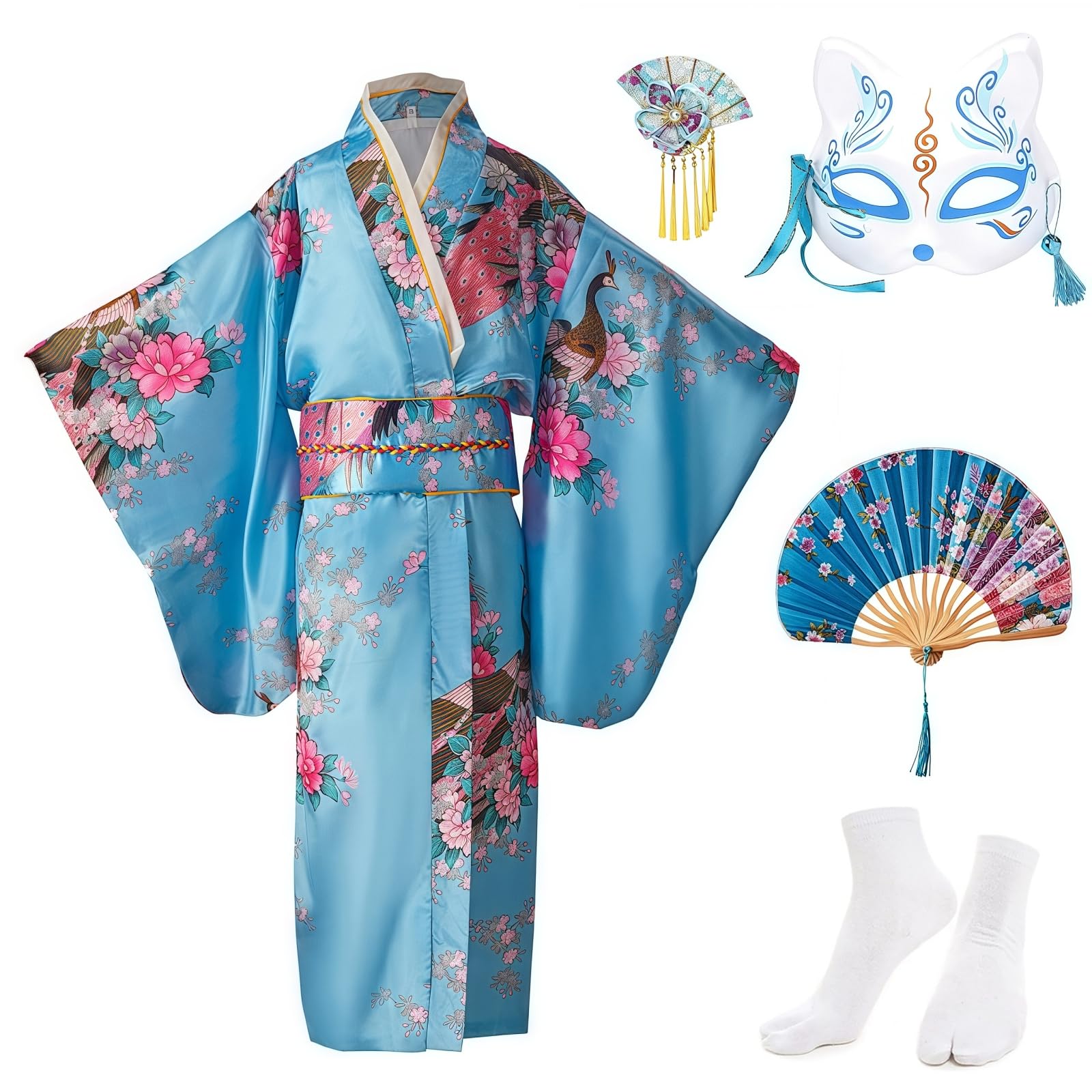 Dziecięca Yukata Vintage Japoński Styl - Dziewczyna Kimono Dzieci Sukienka Tradycyjna Odzież Jedwabna Tkanina Szlafrok Odzież Ślubna Impreza Suknia Występ