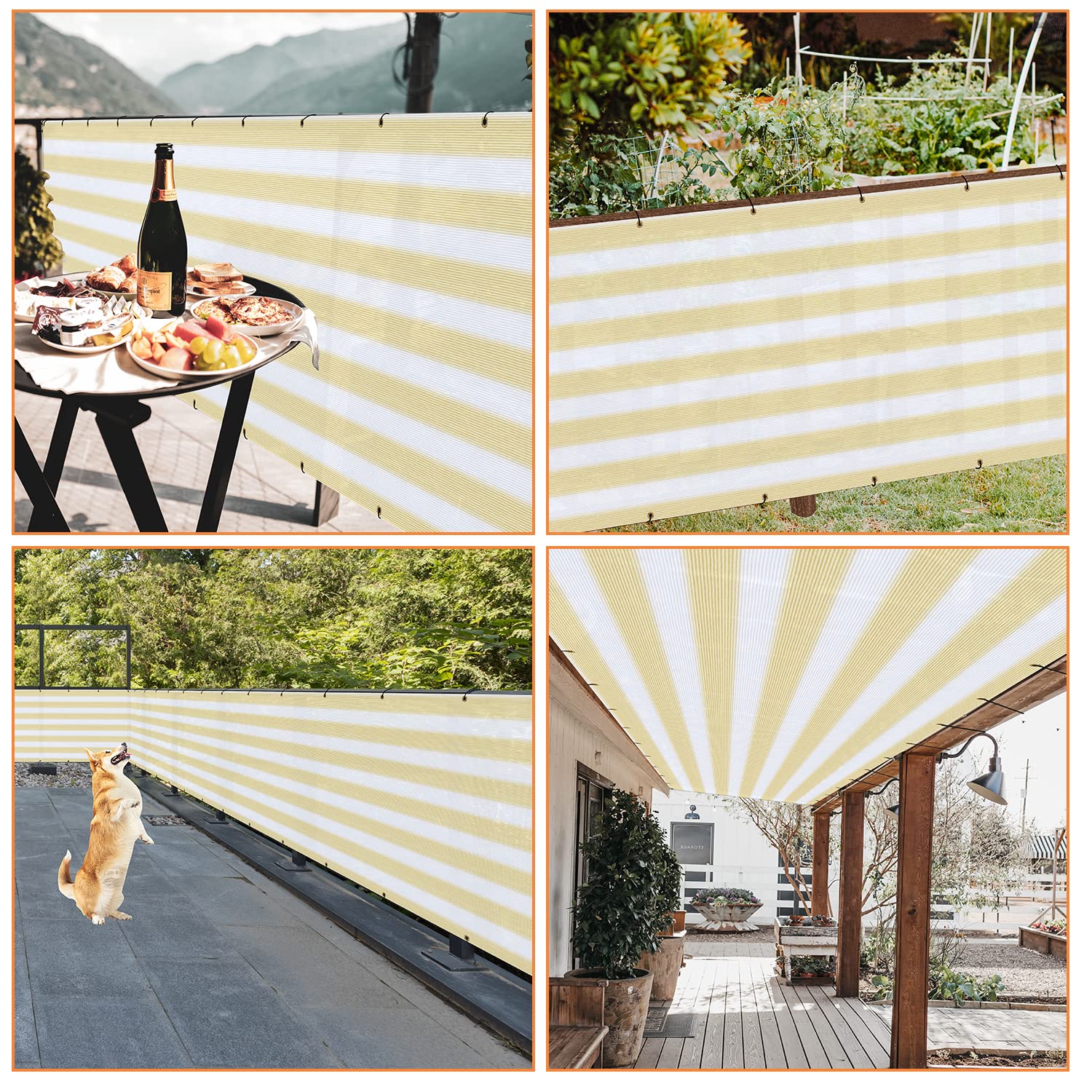 Beige 3ft Tall HDPE Privacy Fence Screen For Balcony, Deck & Patio – Blocks 95% View, 200GSM