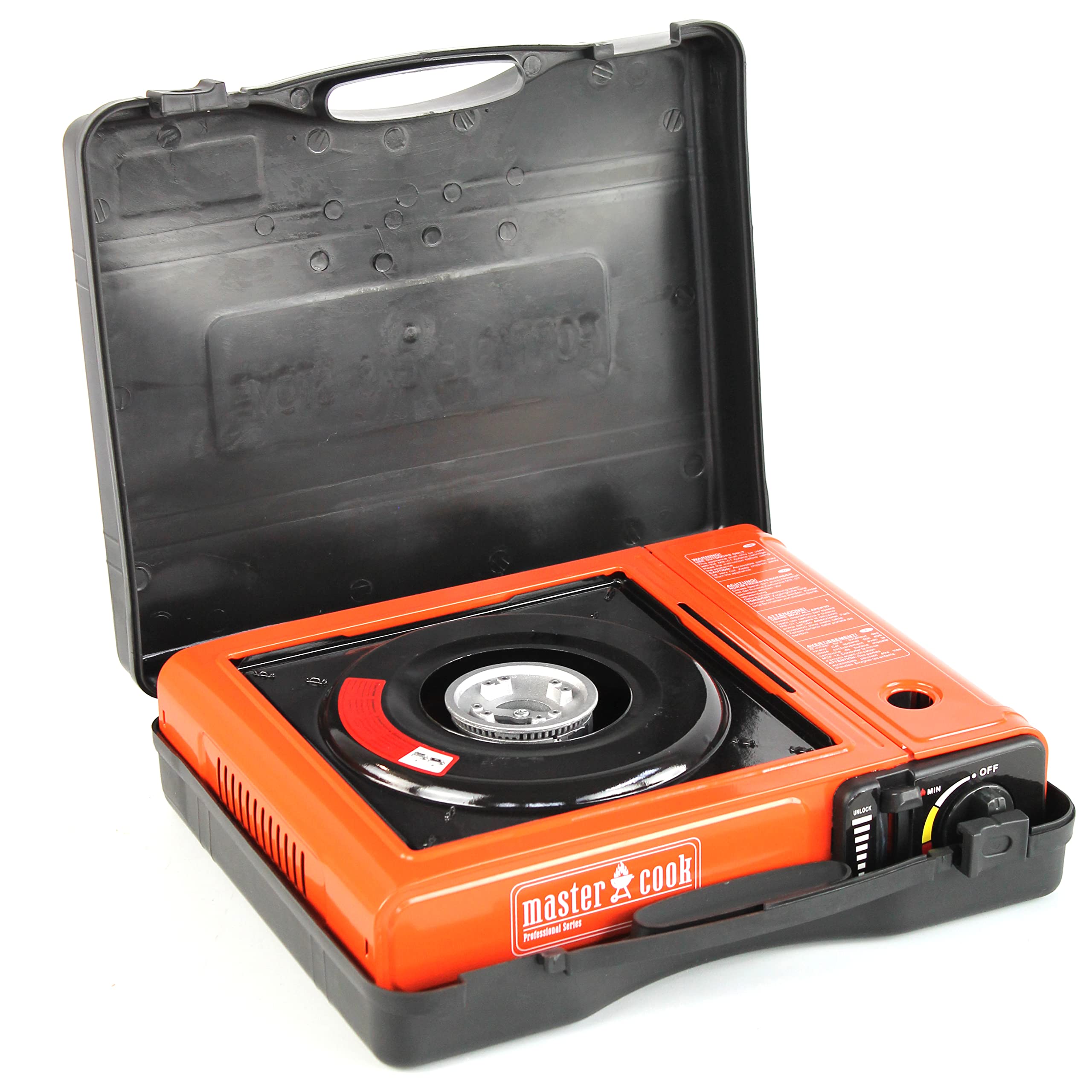 MasterCook - Fornello a gas bistrò portatile 1 fuoco 2.1 Kw con bomboletta ricaricabile NON inclusa perfetto per case a mare o per campeggio o come fornello di emergenza
