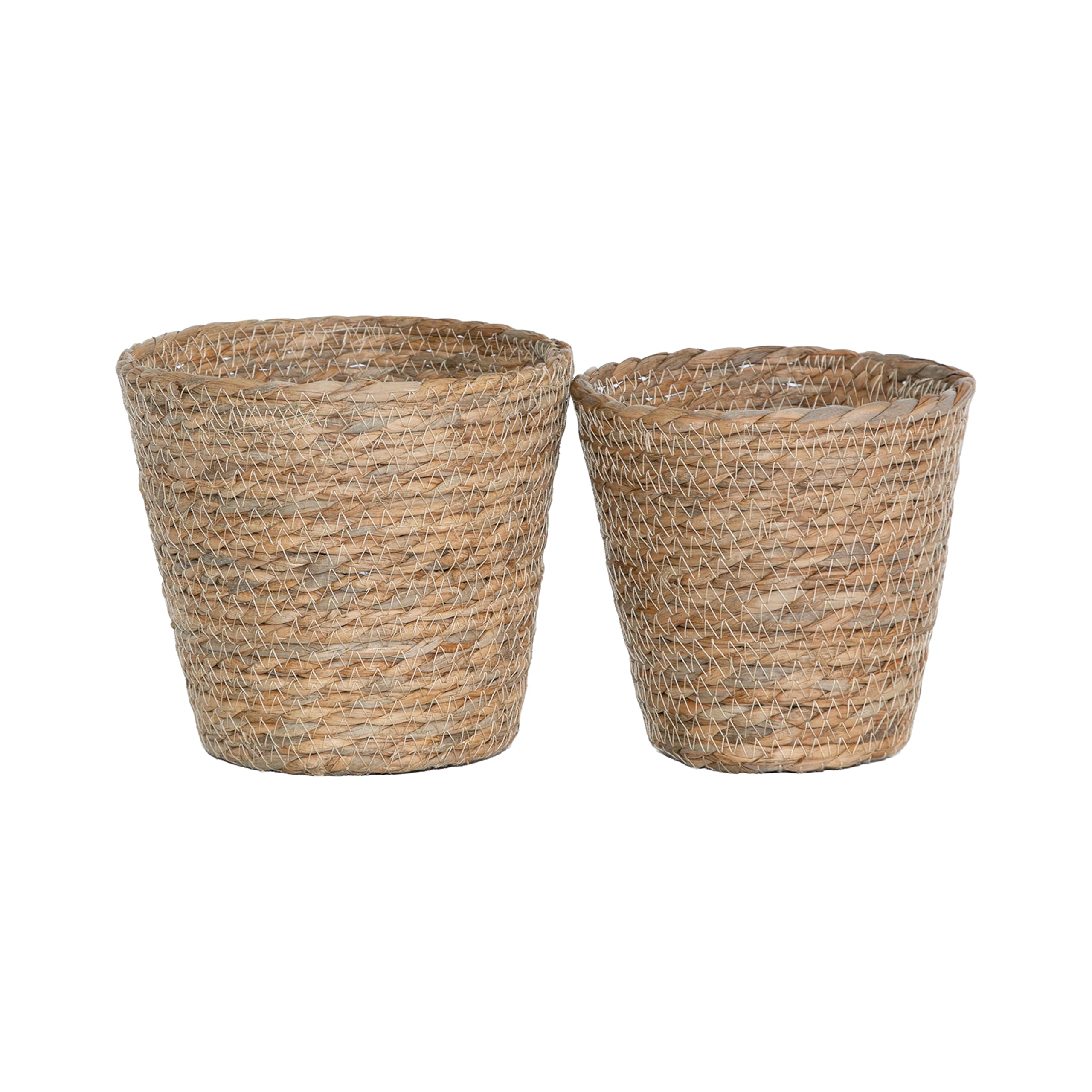 Wickerfield 2-Pack Natural Seagrass Planter Baskets, Wicker Plant Pot Set, Flower Pots Cover Indoor, Woven Plant Container for Home Decoration