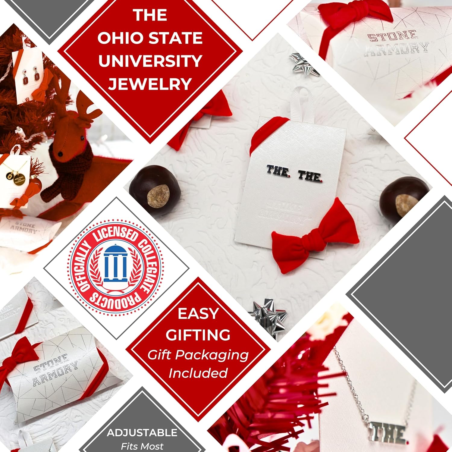 Stone Armory Earrings for Ohio State University Jewelry Gifts for Women, Graduation – Stainless Steel Skin-Friendly OSU Buckeyes stud earrings