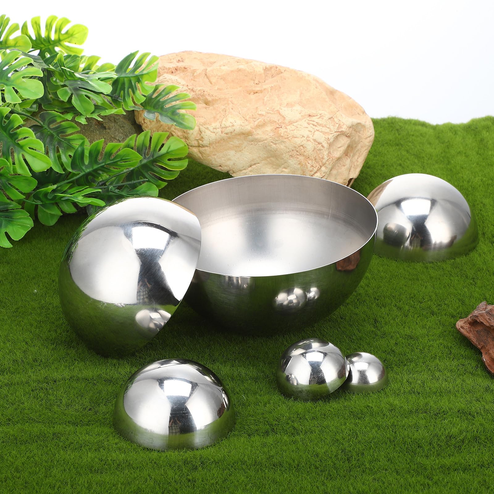 BESPORTBLE Bola de Espejo de Acero Inoxidable Pulido Forma de Media Esfera, Resistente Intemperie para Decoración de Jardín y Uso en Exteriores