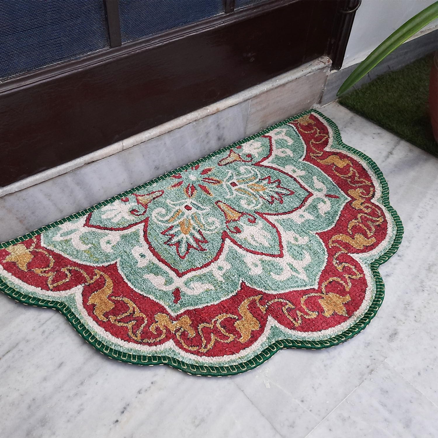Home Floor Mats in Beautiful Rangoli Modern Petals Design | Anti Slip, Durable & Washable | Outdoor & Indoor - 55cm x 90cm (~22" x 36")-image-43
