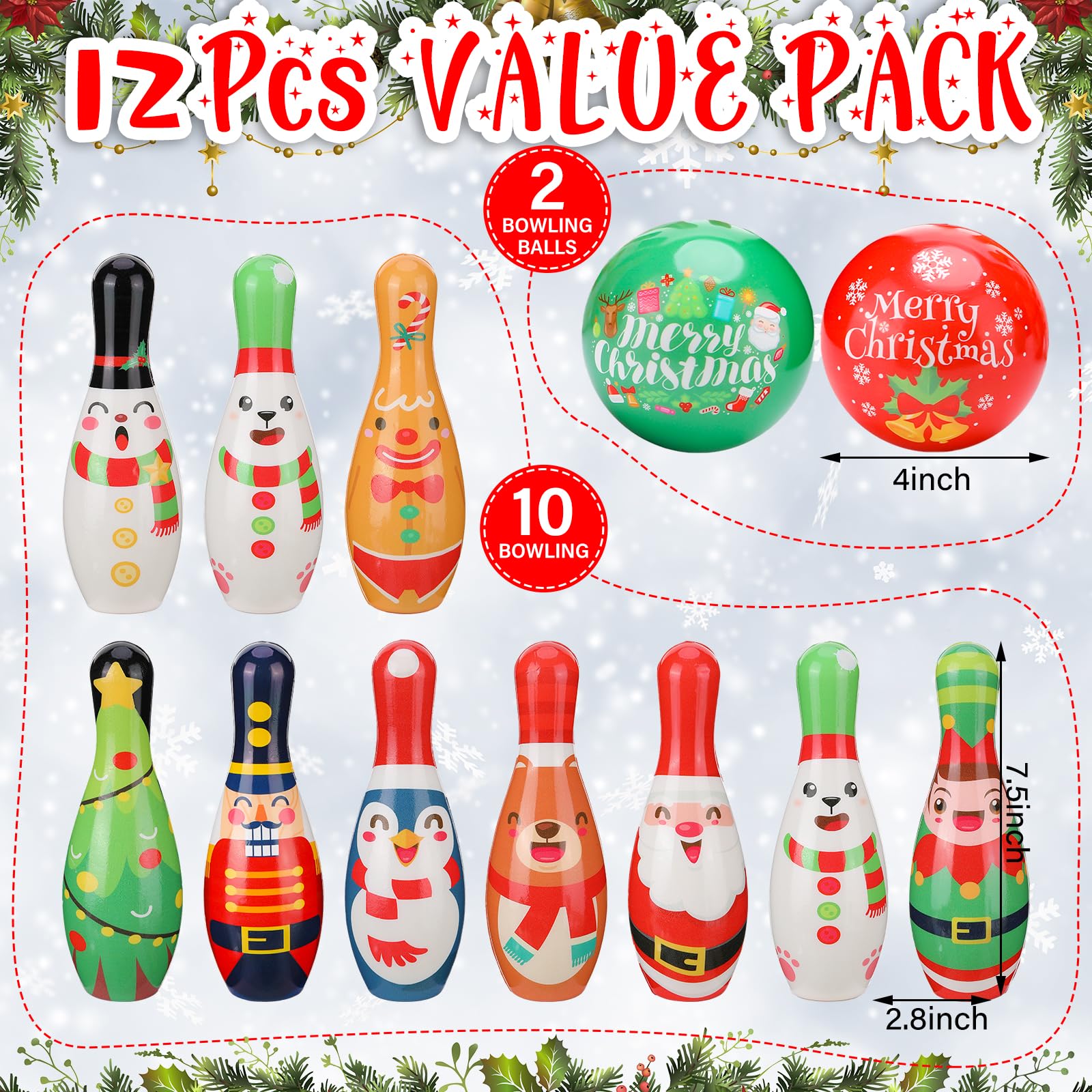 クリスマス ボウリングピン 5体セット Amazon.co.jp: Wettarn 12個