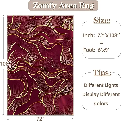 Miniatura 2 de Alfombra moderna de 8 x 10 pies para sala de estar, interior, lavable a máquina, abstracta para dormitorio, ultra suave, comedor, alfombra grande