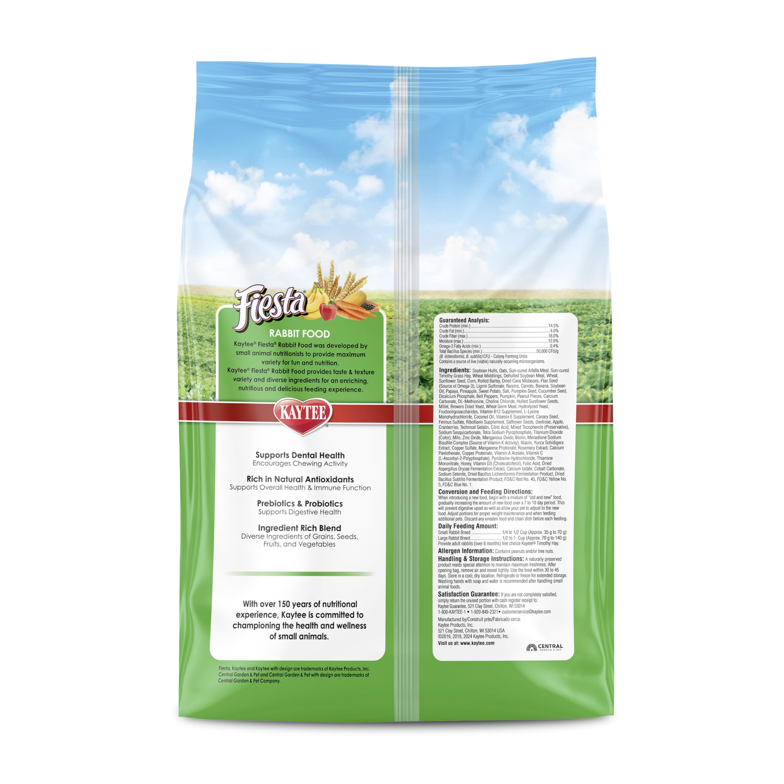 Kaytee Fiesta Rabbit Food, Nutritious and Fun Blend, Supports Dental Health and Digestion, 3.5 pounds
