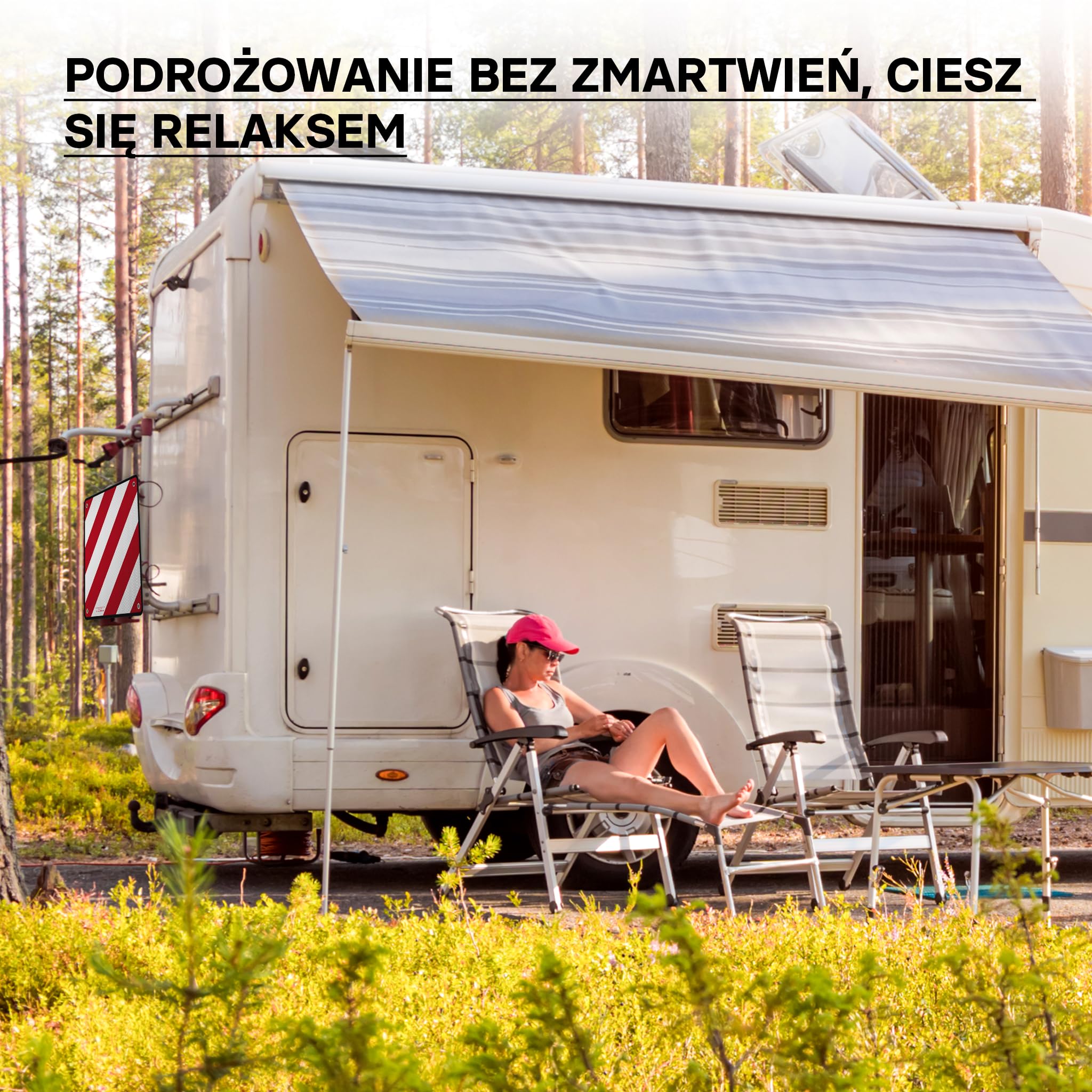 Tablica odblaskowa 2w1 dla Hiszpanii i Włoch aluminiowa 50x50cm czerwono-biała na bagażnik/rower