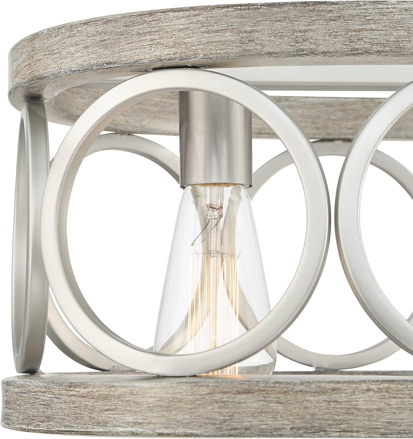 Salima Brushed Nickel Gray Wood Linear Island Pendant Chandelier 32 1/2" Wide Modern Farmhouse 4-Light LED Fixture for Kitchen Dining Living Room House Home High Ceilings - Franklin Iron Works - - 