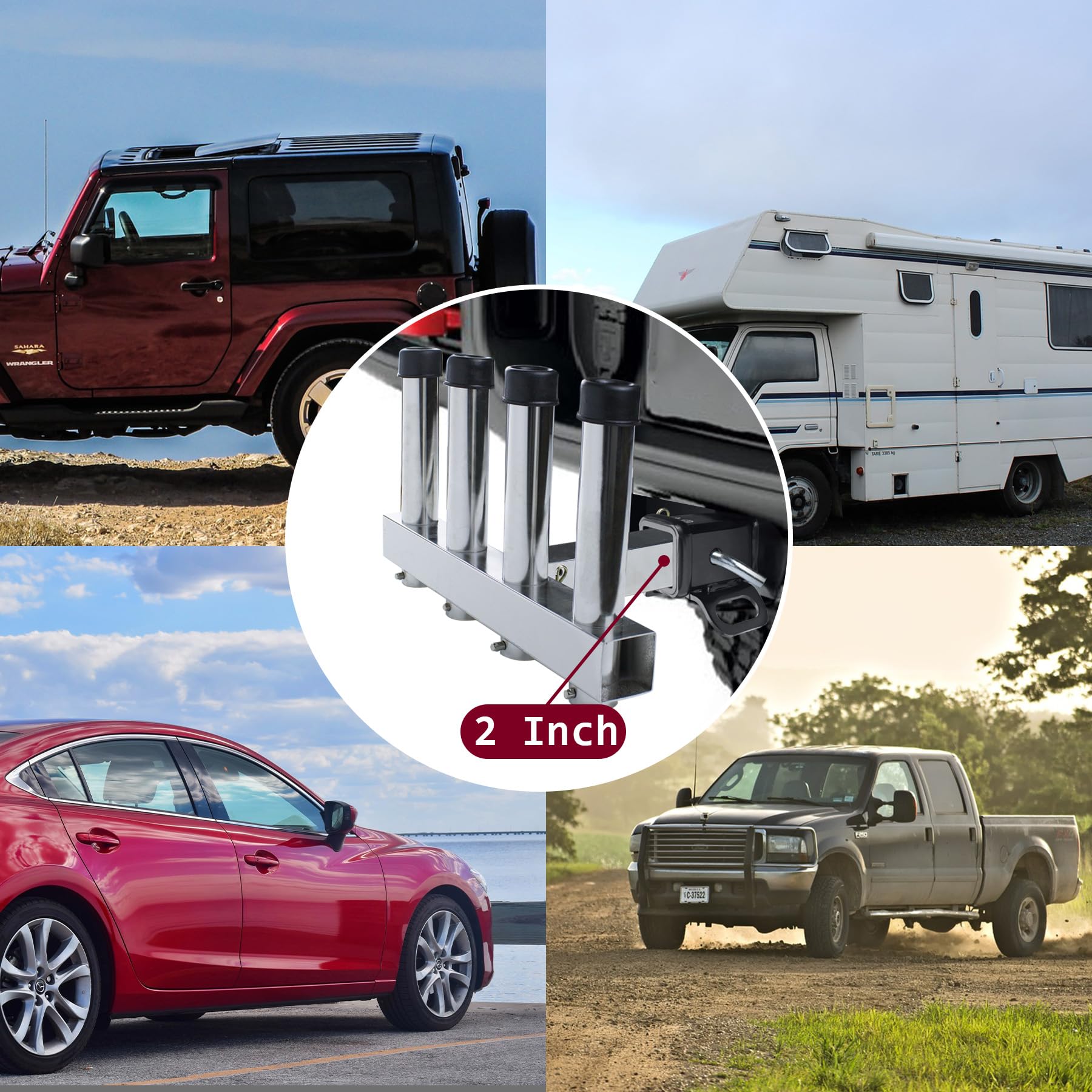 Trailer Hitch Fishing Rod Holder,Hitch Mount Fishing