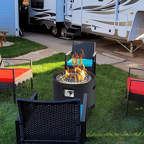 Miniatura 6 de BAIDE HOME Fogata de propano portátil para camping, caravana, 50,000 BTU, redonda, 15 pulgadas de alto x 16 pulgadas de ancho, hoguera de gas
