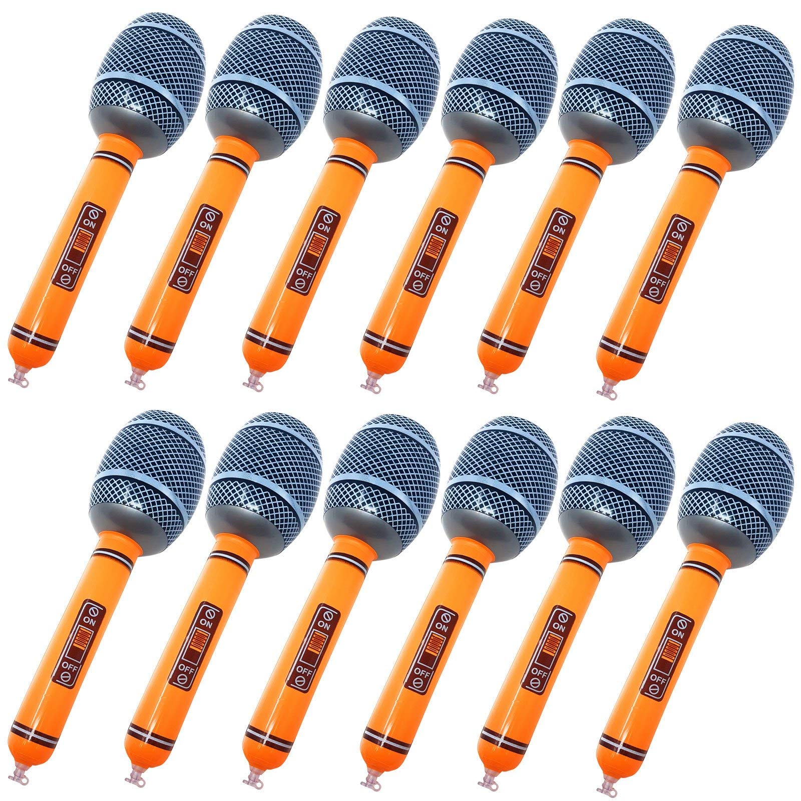 WS Accessories Inflatable Microphone 35cm [Orange, Pack of 12]