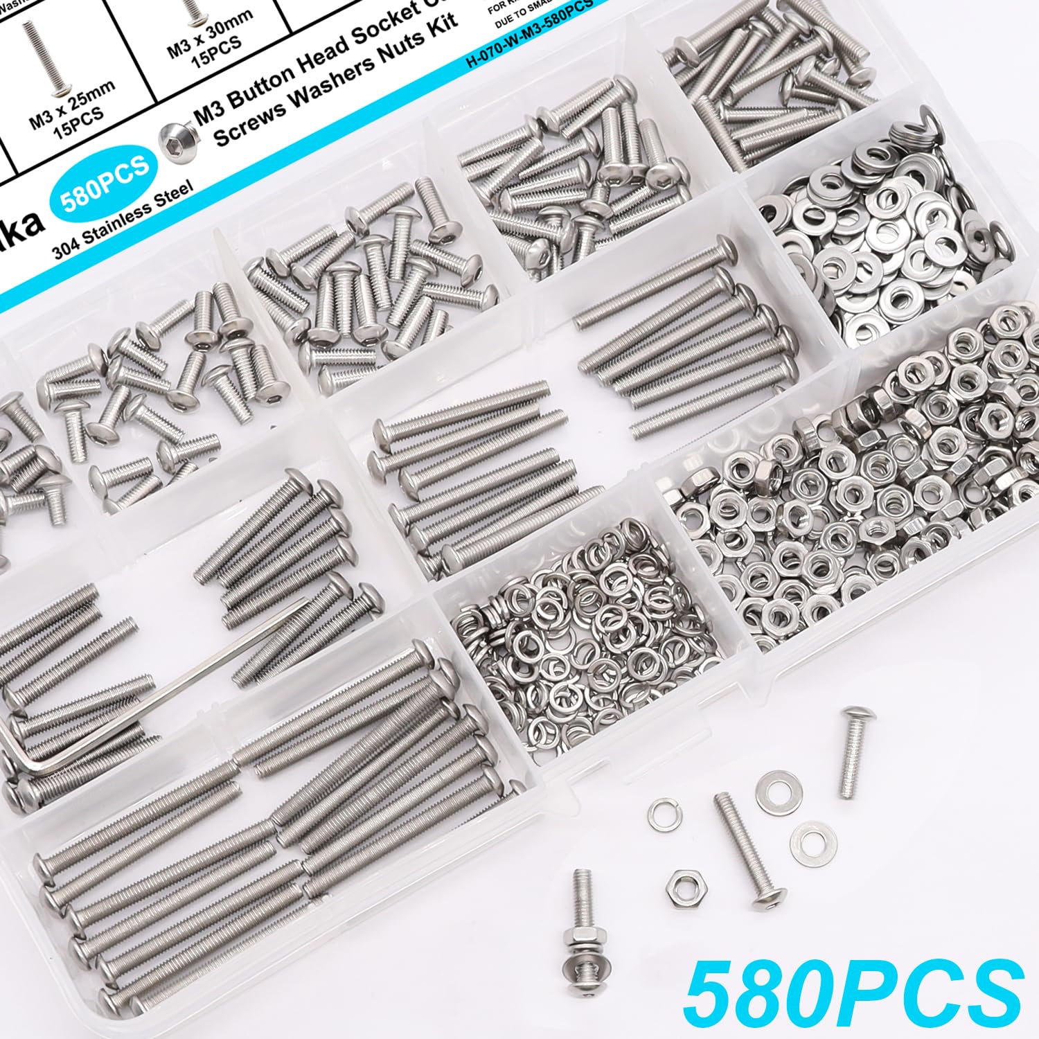VGBUY 600pcs 3 Screw Assortent Kit, 3 Screws (8 Sizes 6-30) For 3D