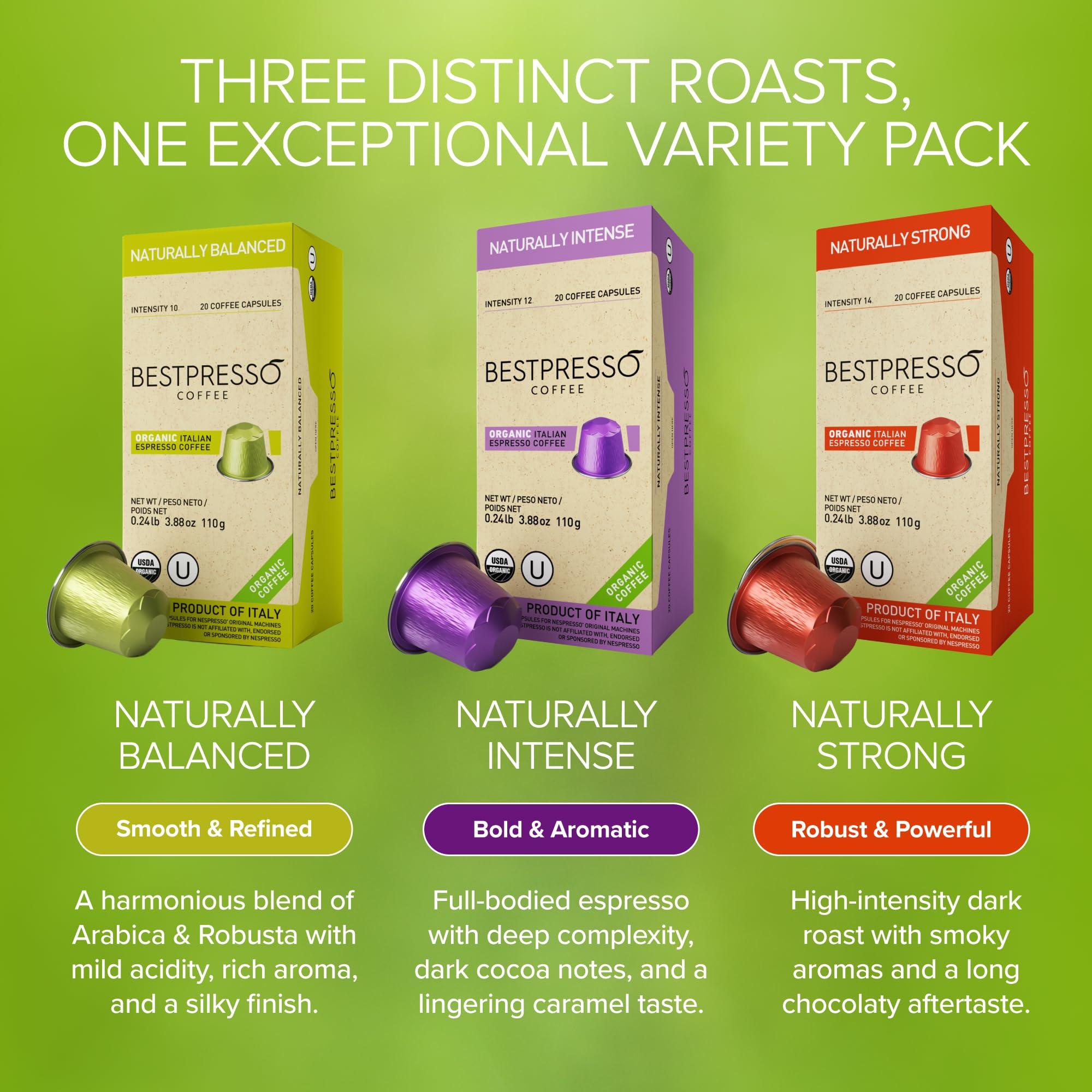 Organic USDA Bestpresso Coffee Aluminum Espresso Pods For