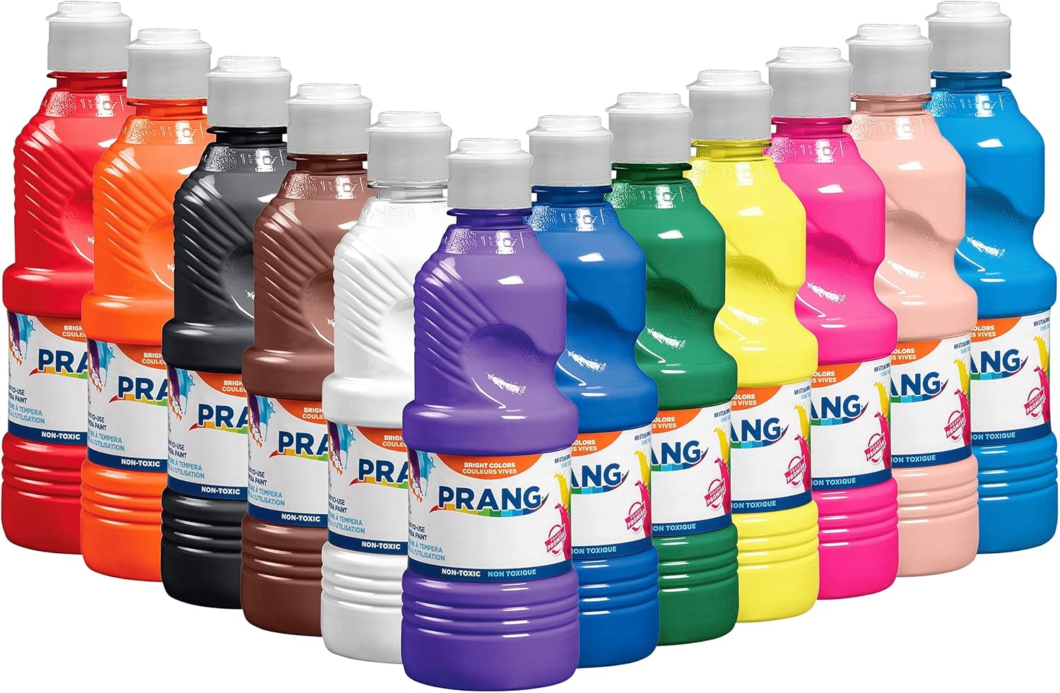 Prang Ready-to-Use Tempera Paint Set, Assorted Colors, Pint Set of 12