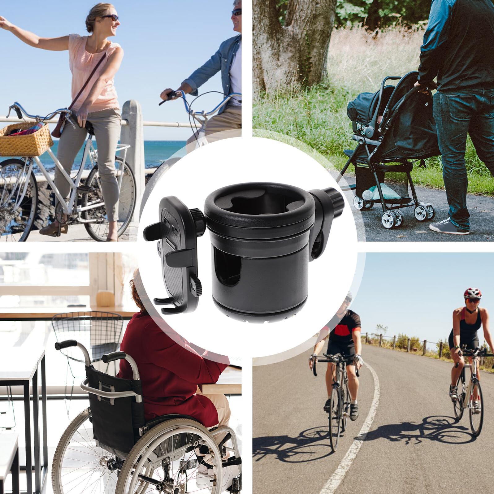 Portabevande Passeggino Nero Porta Bottiglia per Carrozzina Bicicletta e Scooter Supporto Stabile Antiscivolo per Tazze Bottiglie e Borracce Accessorio Multifunzionale Resistente