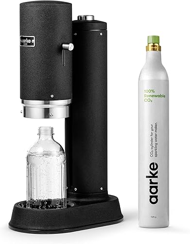 Aarke Carbonator Pro, máquina de agua con gas y carbonatación, acero inoxidable con vidrio reutilizable, volumen de botella de 27.1 fl oz27 fl oz y