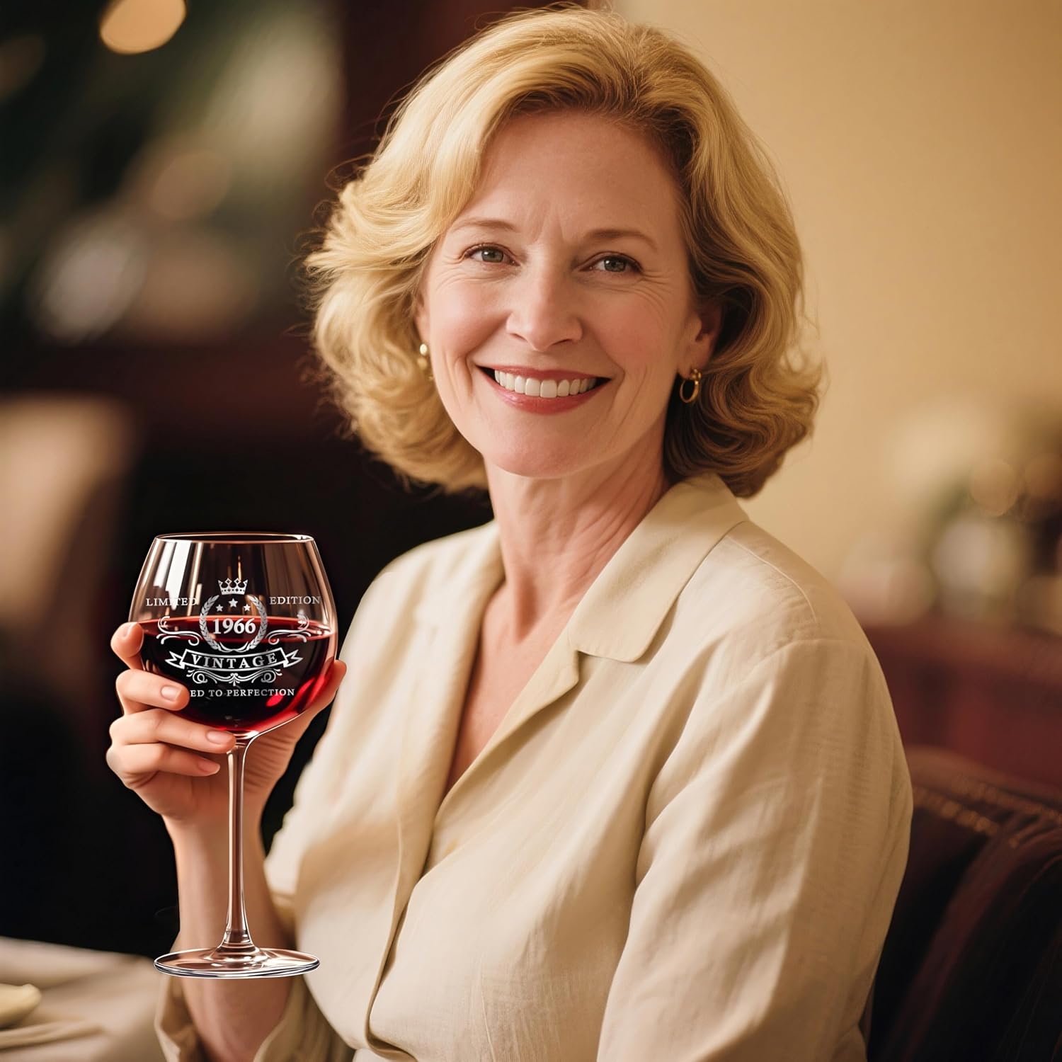 60th Birthday Gifts for Women, 1966 Vintage Wine Glass, Elegant Present for Mom, Grandma, Friend, Sister or Wife – Celebrating 60 Years of Love and Life - Image 2