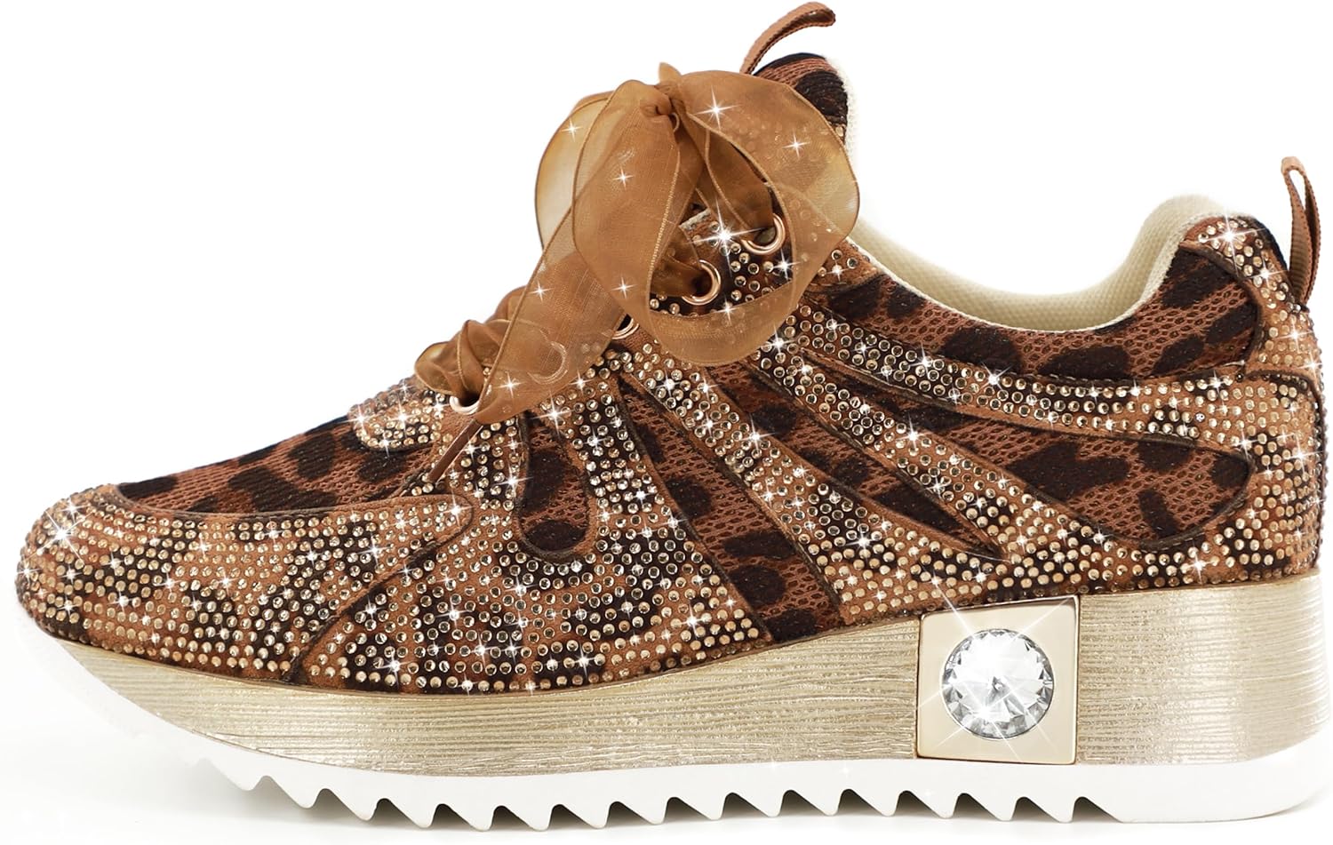 Women's Fashion Glitter Sneakers Platform Wedge Shoes Sparkly Rhinestone High Top S... - Image 3