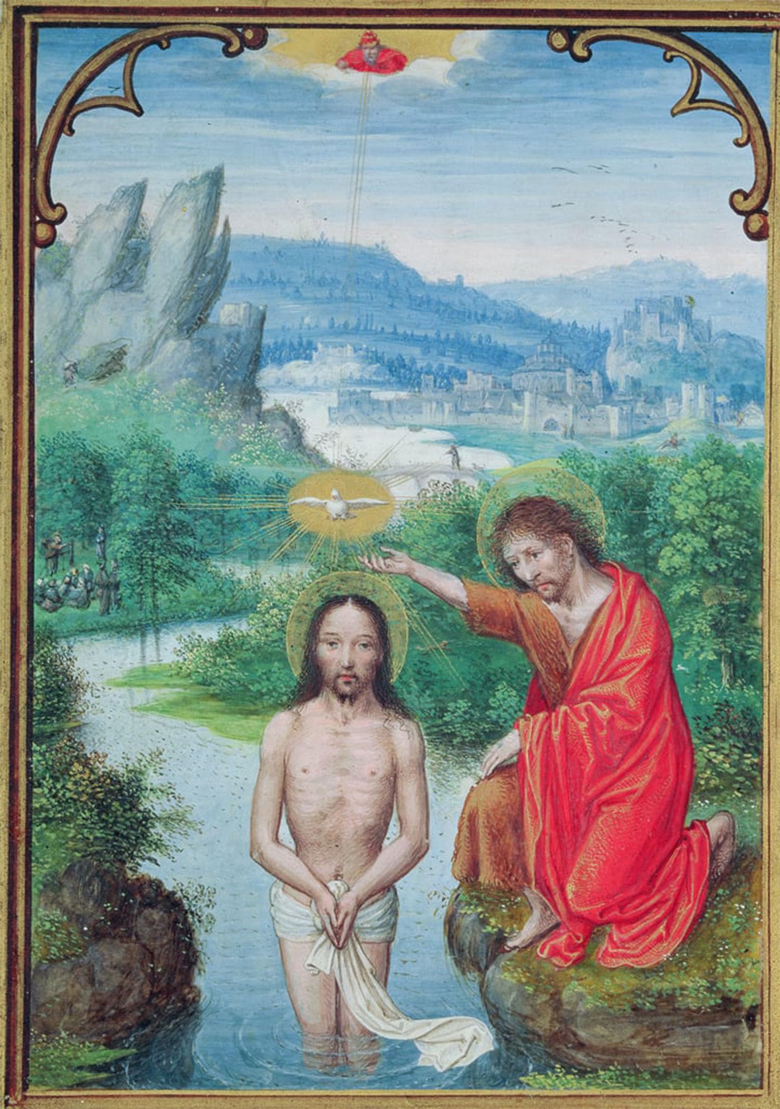 ARTXLXXBN Famous Print Painting Colorful Art Print W Fol.v Baptism of Christ by Simon Bening Canvas Art Decorations for Home Decor 60x90cm