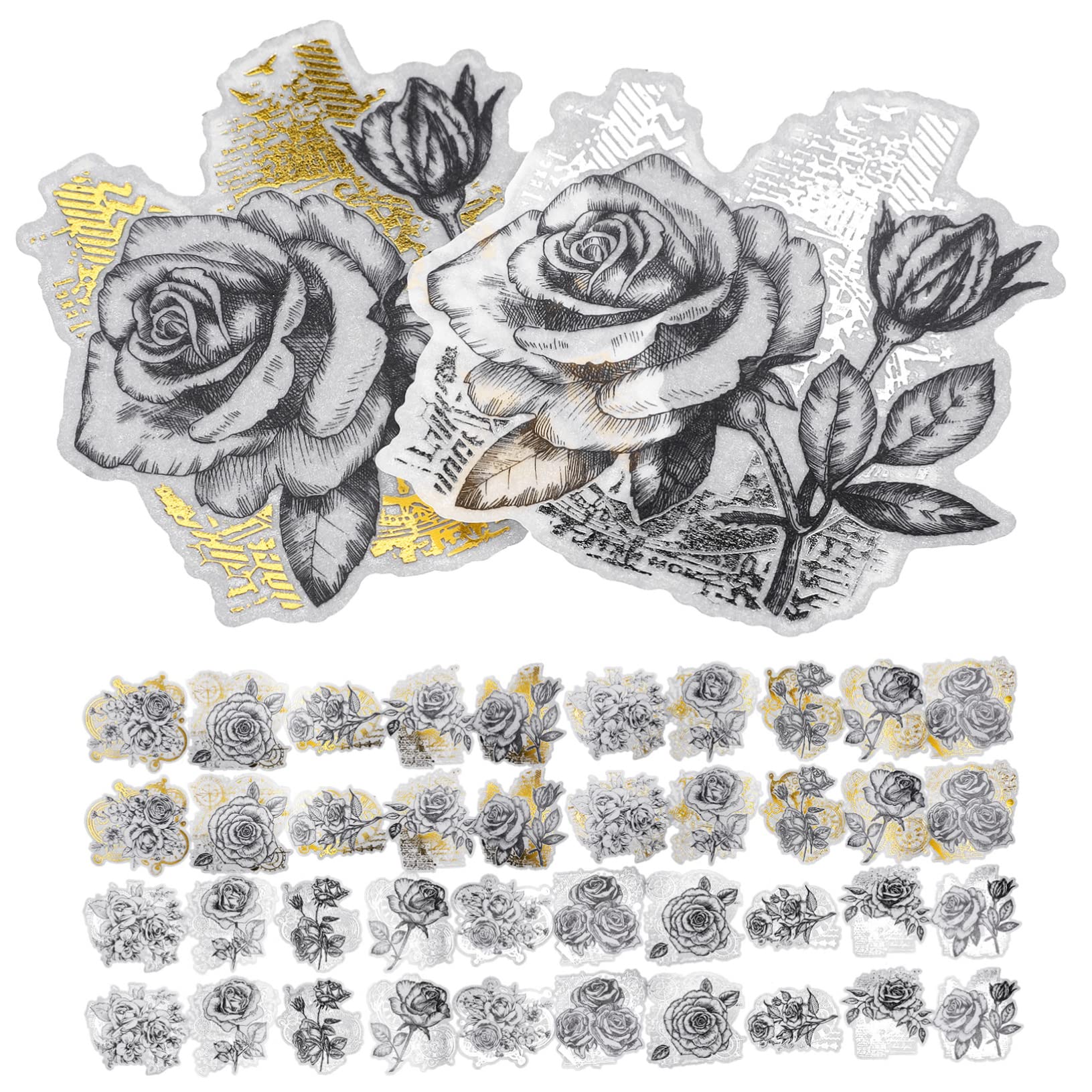 OSALADI 5 Stück 2 Retro Blumenaufkleber Scrapbooking Planer Junk -Journale UV Sammelalbum Tagebuchaufkleber Washi-Aufkleberpapier Briefpapier Aufkleber Lackmuspapier