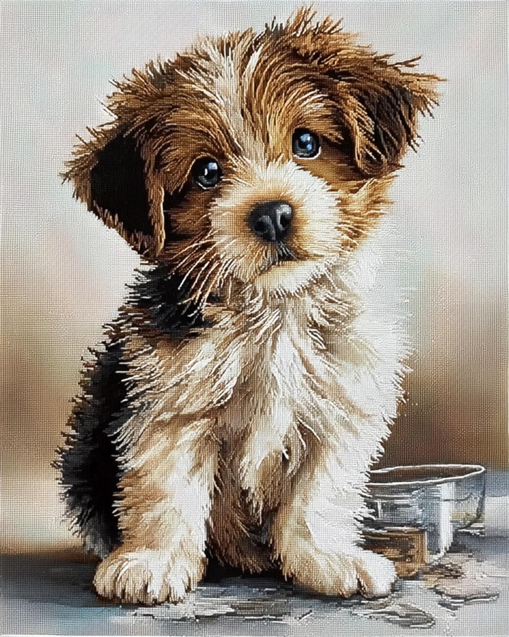 RKFLGEW DIY Seed Bead Embroidery Kits Cartoon Dog 50x70cm