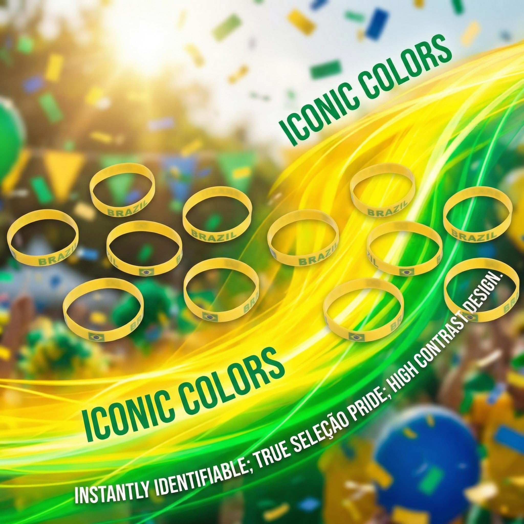 BESPORTBLE Bresil - Braccialetto da 12 pezzi, con bandiera, colore: Brasile