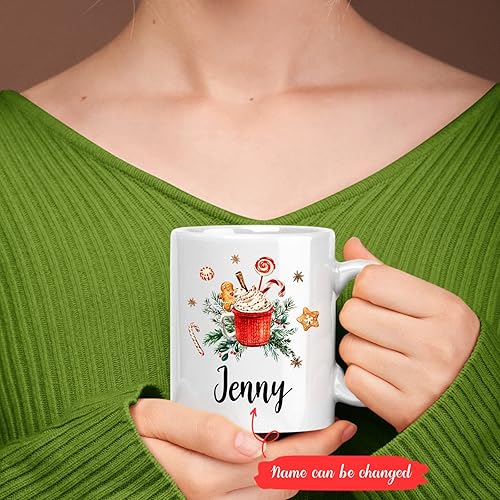 Miniatura 2 de Taza de Navidad de chocolate caliente personalizada, taza de café de Navidad personalizada con nombre, taza de té de Navidad de chocolate caliente,