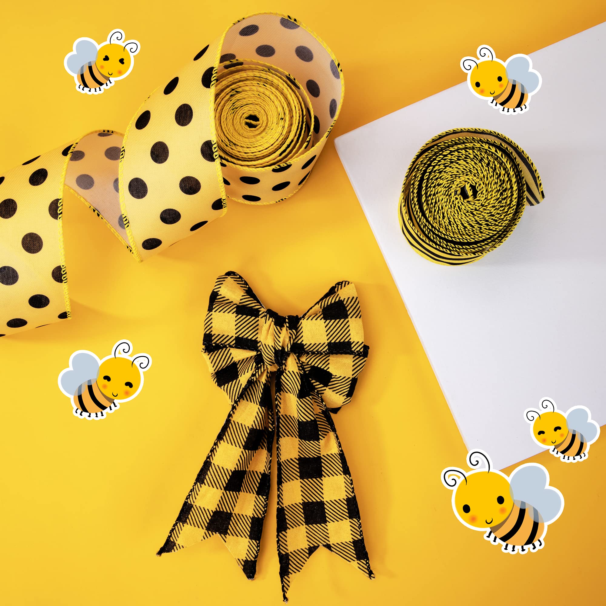 Snapklik.com : 3 Pack 18 Yard Bumble Bee Ribbon Wired Polka Dot Wired ...