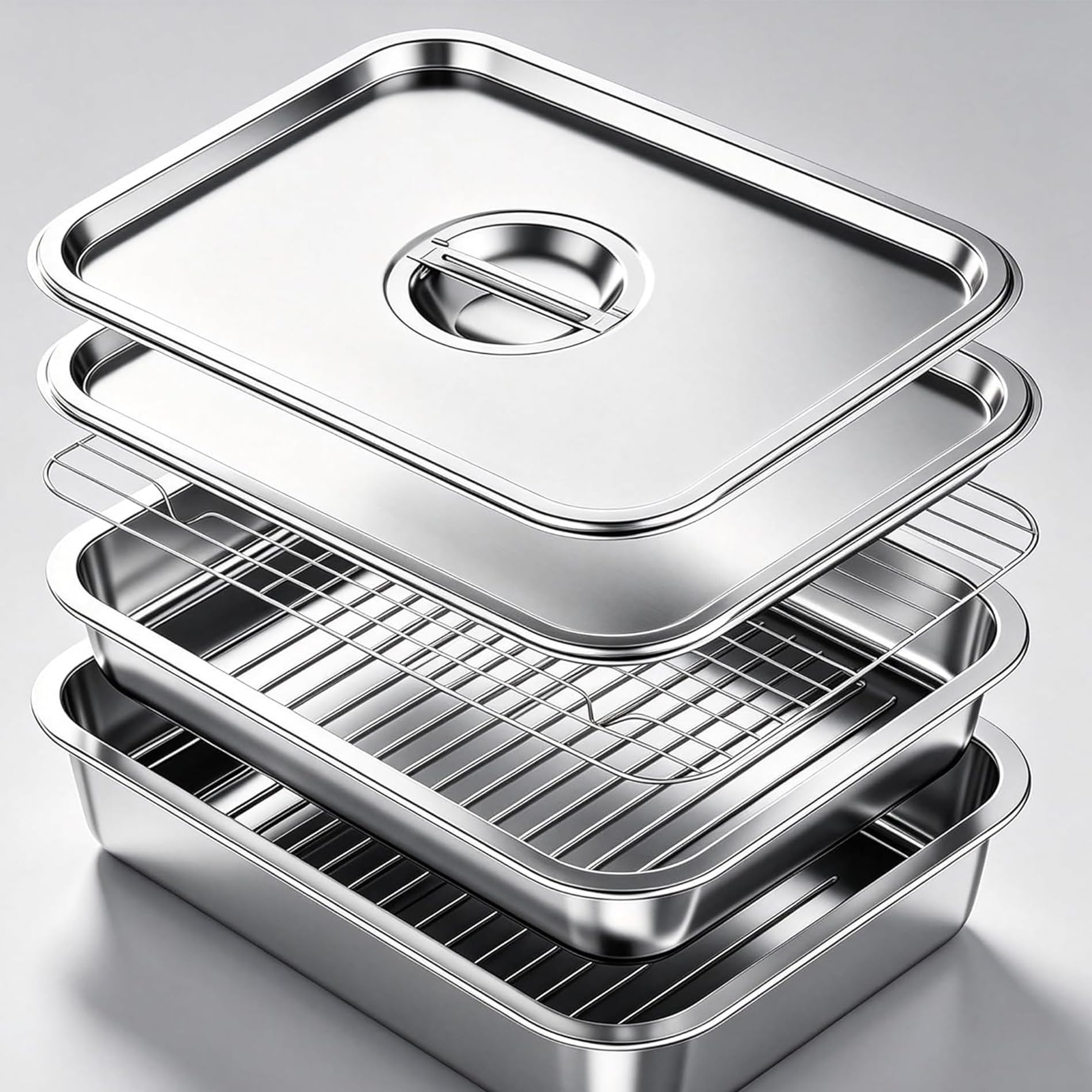 Plateau de service acier inoxydable pour repas et barbecue d'été