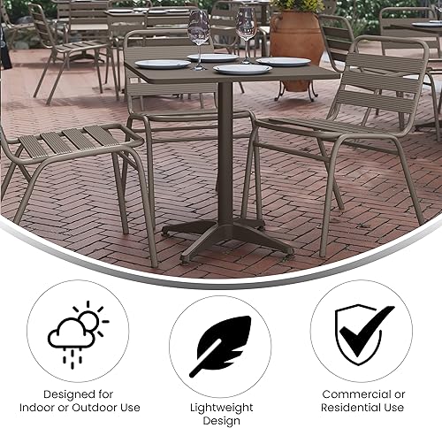 Miniatura 7 de Flash Furniture Juego de mesa cuadrada de aluminio para interiores y exteriores de 275 pulgadas con 4 sillas traseras de listones
