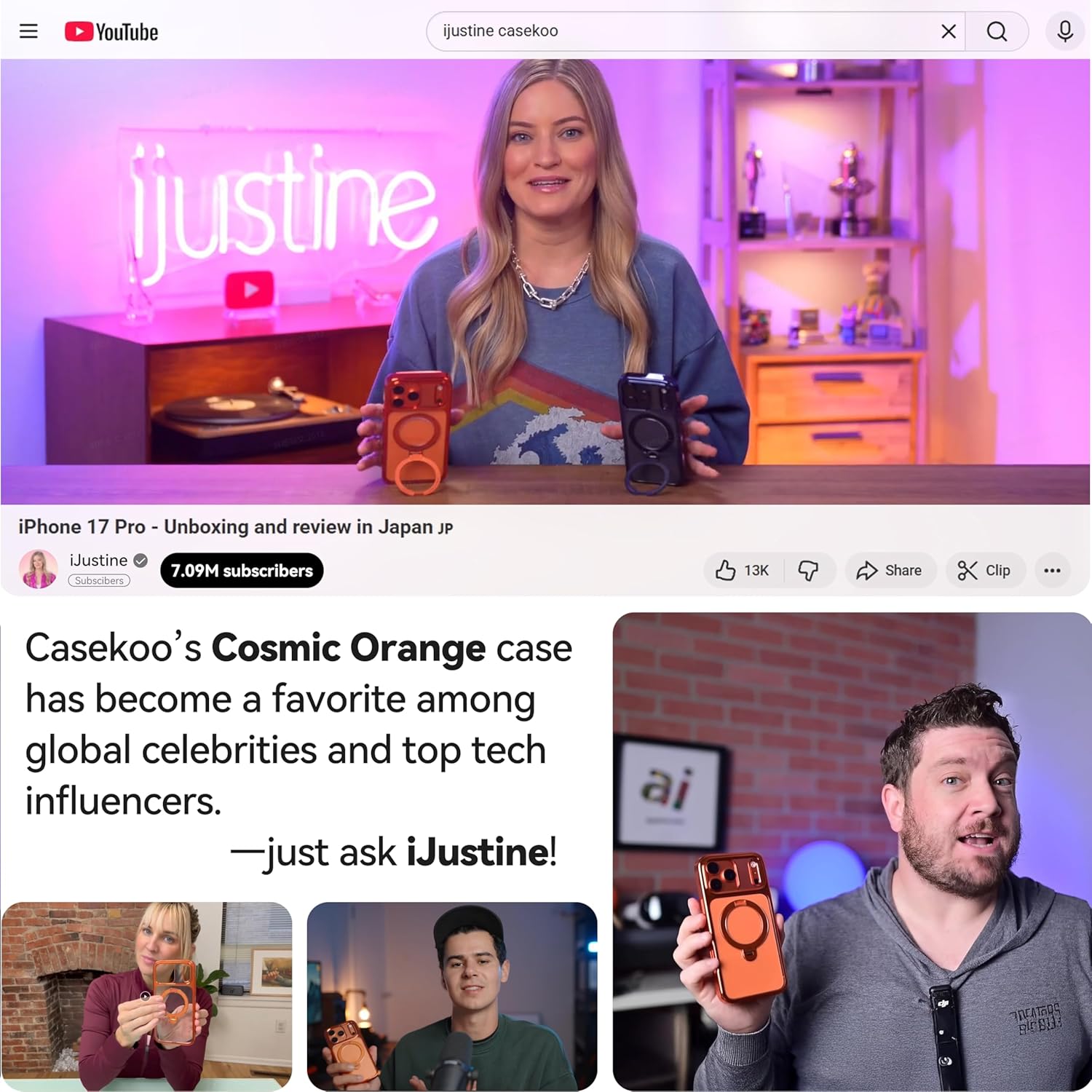 CASEKOO Cosmic Orange Glossy for iPhone 17 Pro Case [360 Spin Magnetic Stand][Fit for MagSafe][17FT Military Protection] Slim Polished Frame Titanium Alloy Sturdy Stand 6.3", Cosmic Orange - Image 7