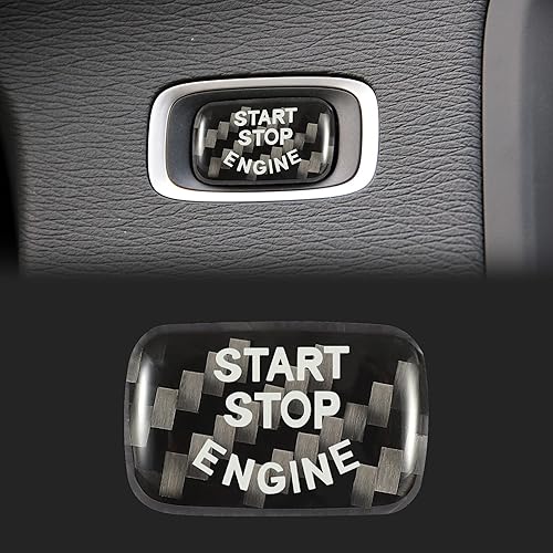 TOMALL Cubierta de botón de motor de automóvil de fibra de carbono compatible con Volvo XC60 S60 S80 V60 V40 Cubierta de botón de arranque para