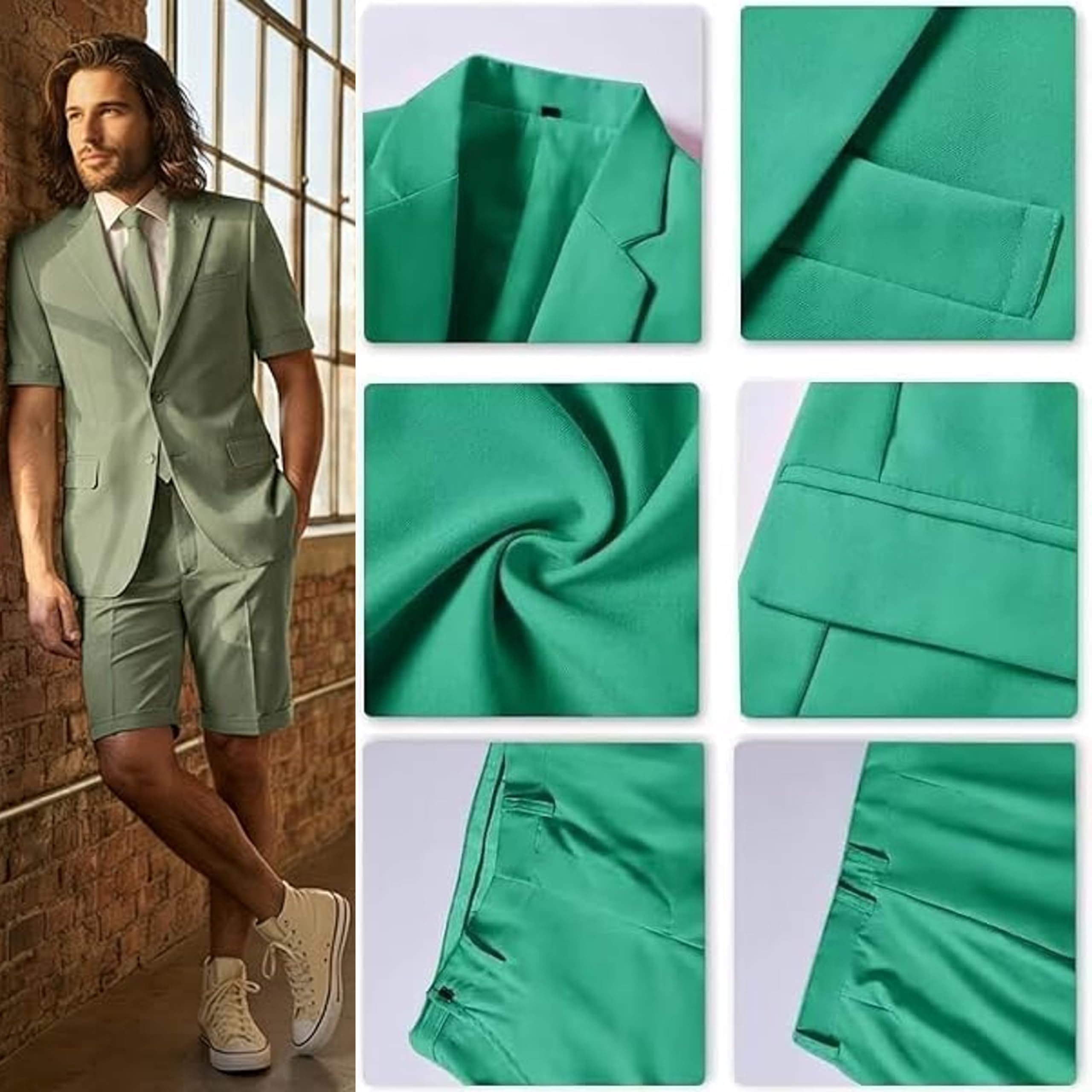 Herren Einfarbig Jacket Shorts Set Leichte Kurzarm Und Shorts Zweiteilig Lässig Sommer Strand Slim Fit Anzüge Business Herrenanzug Anzug Leinenweste Shorts Sommer Outfit Klamotten Sommeranzug