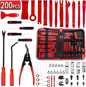 Wetado Trim Removal Tool, 200PCS Trim Tool Auto Removal Kit, Plastic Panel Fastener Removal Tool, Trim Removal Kit for Car/Trim/Panel/Door/Audio/Auto Clip Pliers/Terminal Removal Tool Kit