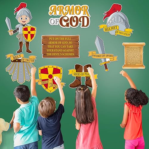 Miniatura 6 de 50 piezas de recortes de armadura de Dios para niños, libros de la Biblia, religiosos VBS tablón de anuncios para escuela dominical, decoración de