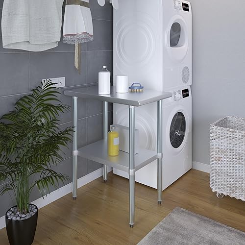 Vista 371 de AmGood Mesa de trabajo de acero inoxidable de 18 pulgadas x 36 pulgadas Mesa de preparación de alimentos de cocina de metal NSF