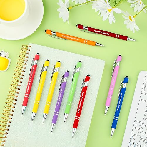 Miniatura 5 de Eersida Divertidos bolígrafos insultantes con citas quejas, bolígrafos de oficina con vibrantes negativos, bolígrafos pasivos con toque macarrón