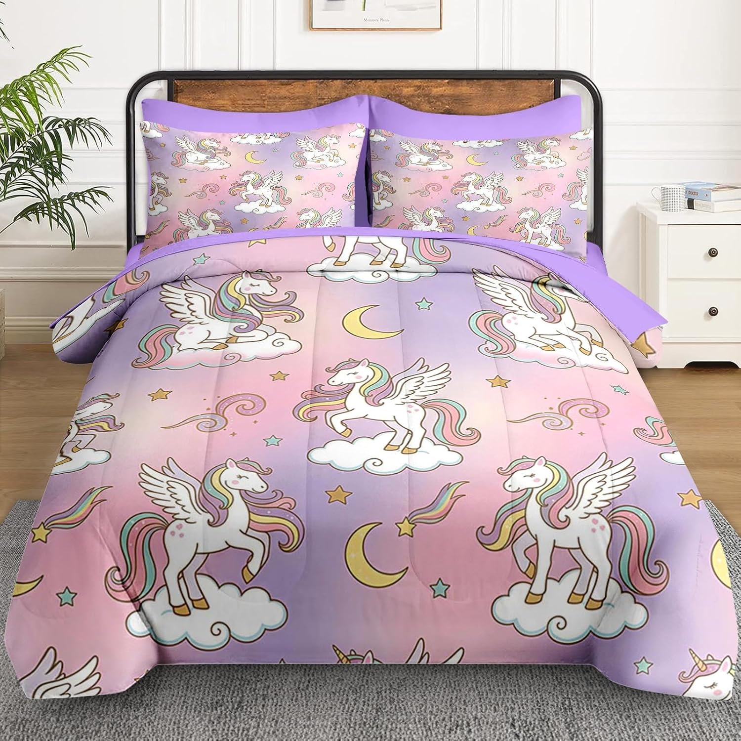 WeCozy 7 Pieces Full Comforter Set for Boys - Unicorn Bedding for Kids image 2