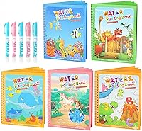CMTOOP 5 Pack Reusable Water Coloring Books for Toddlers - Mess-Free Paint with Water Doodle Toys, Portable Educational Gifts