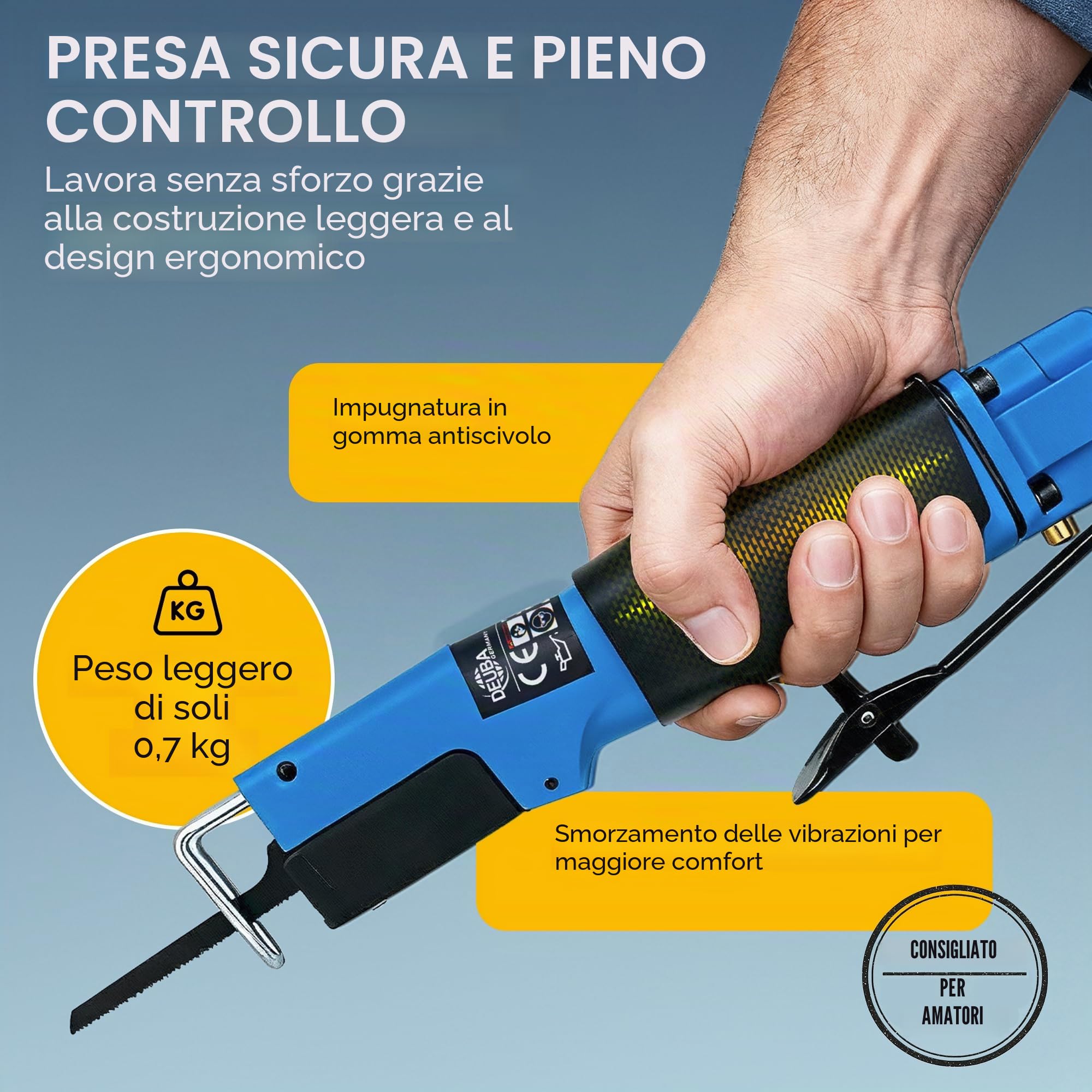 Monzana Sega Aria Compressa per Carrozzeria 6 Lame 10.000 giri/min Impugnatura Gommata Bricolage